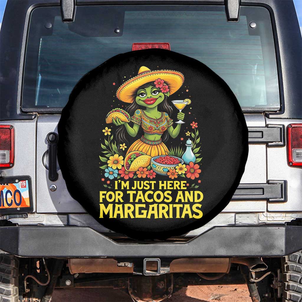 Funny Cinco De Mayo Frog Spare Tire Cover Just Here For Tacos And Margaritas TS12 No hole Black Print Your Wear