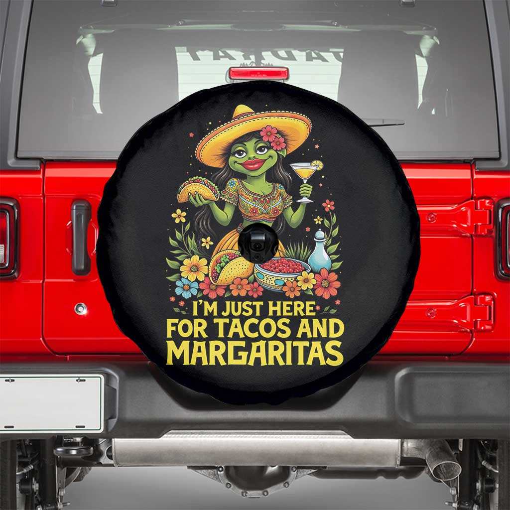 Funny Cinco De Mayo Frog Spare Tire Cover Just Here For Tacos And Margaritas TS12 Black Print Your Wear