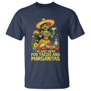 Funny Cinco De Mayo Frog T Shirt Just Here For Tacos And Margaritas TS12 Navy Print Your Wear