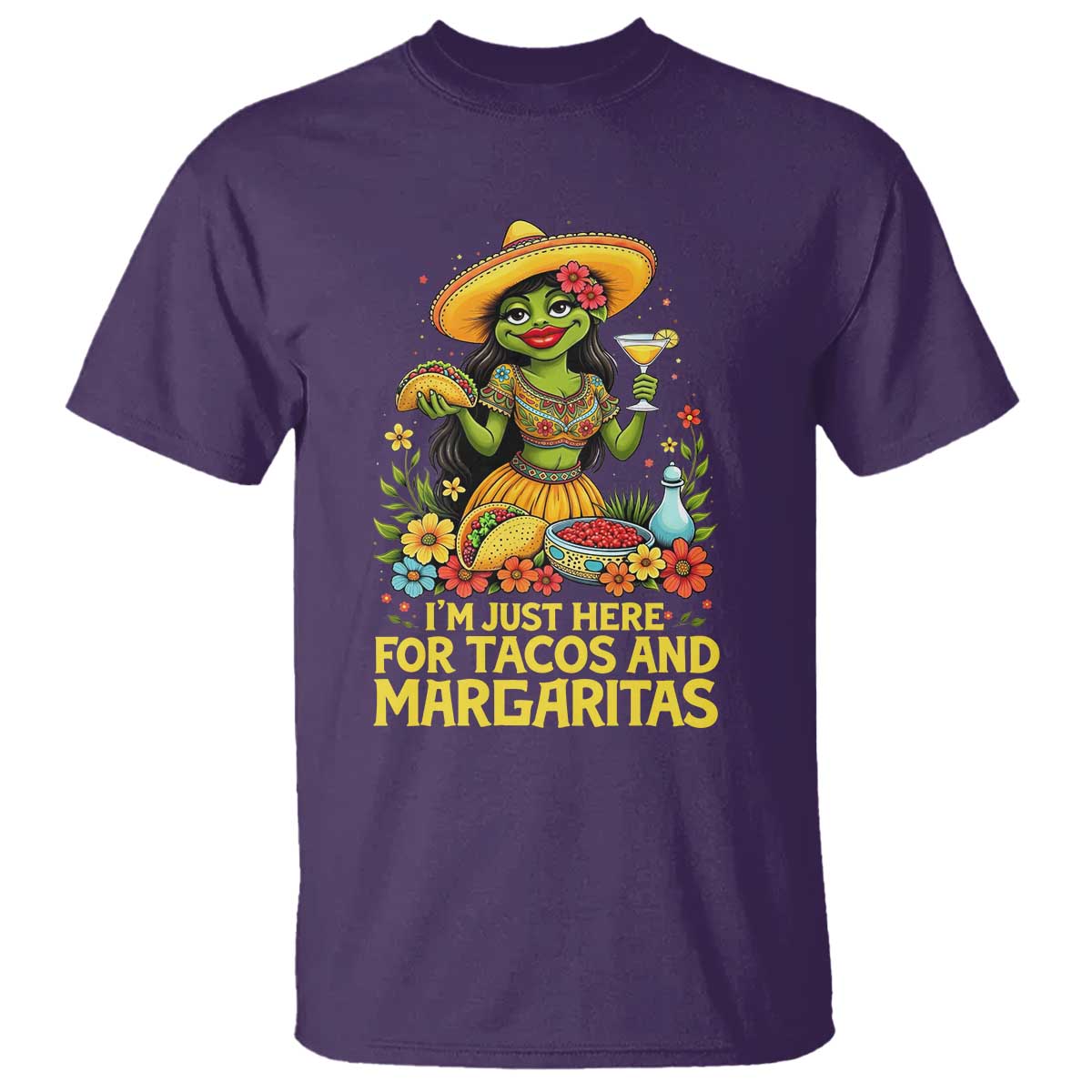 Funny Cinco De Mayo Frog T Shirt Just Here For Tacos And Margaritas TS12 Purple Print Your Wear