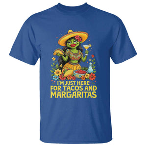 Funny Cinco De Mayo Frog T Shirt Just Here For Tacos And Margaritas TS12 Royal Blue Print Your Wear