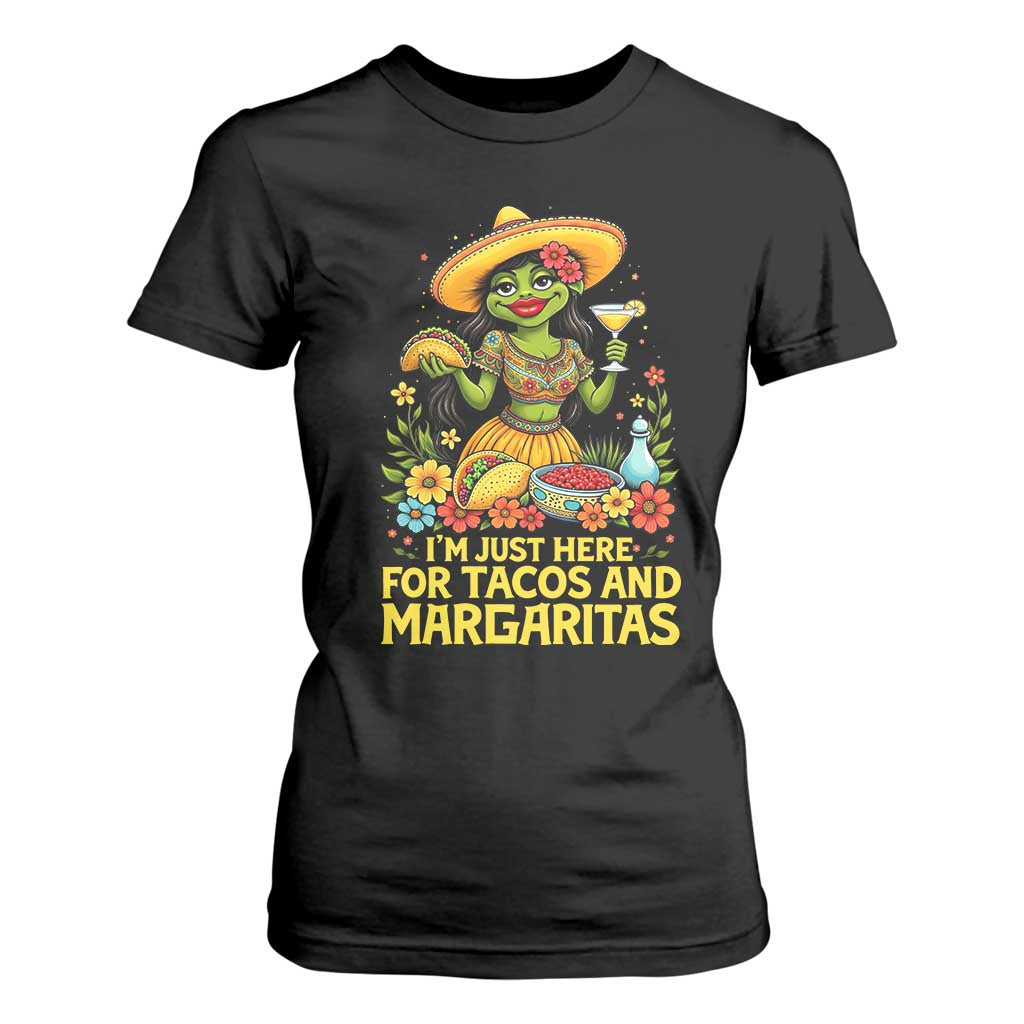 Funny Cinco De Mayo Frog T Shirt For Women Just Here For Tacos And Margaritas TS12 Black Print Your Wear