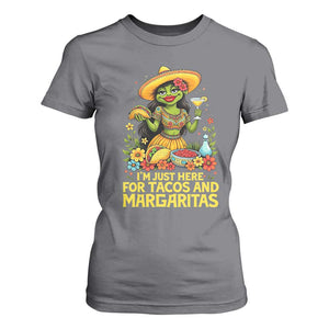 Funny Cinco De Mayo Frog T Shirt For Women Just Here For Tacos And Margaritas TS12 Charcoal Print Your Wear