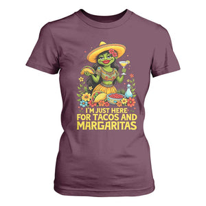 Funny Cinco De Mayo Frog T Shirt For Women Just Here For Tacos And Margaritas TS12 Maroon Print Your Wear