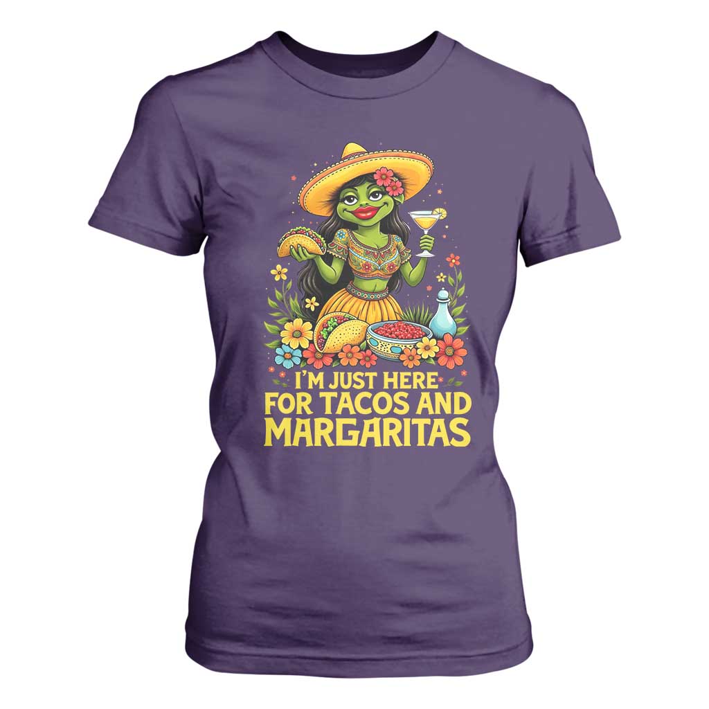 Funny Cinco De Mayo Frog T Shirt For Women Just Here For Tacos And Margaritas TS12 Purple Print Your Wear