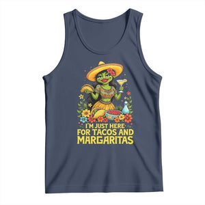 Funny Cinco De Mayo Frog Tank Top Just Here For Tacos And Margaritas TS12 Navy Print Your Wear