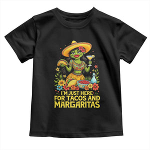Funny Cinco De Mayo Frog Toddler T Shirt Just Here For Tacos And Margaritas TS12 Black Print Your Wear