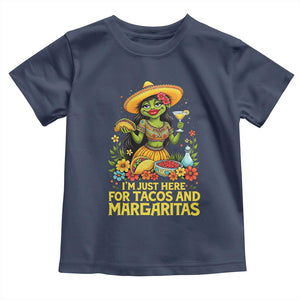 Funny Cinco De Mayo Frog Toddler T Shirt Just Here For Tacos And Margaritas TS12 Navy Print Your Wear