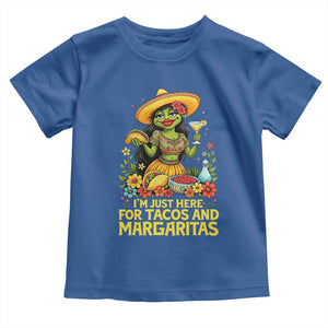 Funny Cinco De Mayo Frog Toddler T Shirt Just Here For Tacos And Margaritas TS12 Royal Blue Print Your Wear