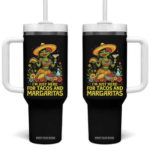 Funny Cinco De Mayo Frog Tumbler With Handle Just Here For Tacos And Margaritas TS12 One Size: 40 oz Black Print Your Wear