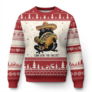Grumpy Frog Cinco De Mayo Ugly Christmas Sweater Came For The Tacos TS12 Beige Red Print Your Wear