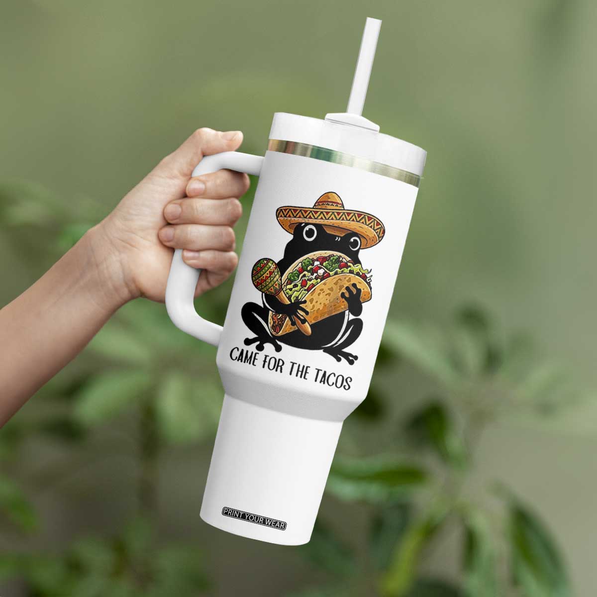 Grumpy Frog Cinco De Mayo Tumbler With Handle Came For The Tacos TS12 Print Your Wear