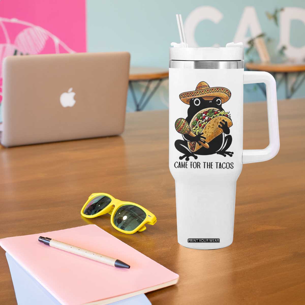 Grumpy Frog Cinco De Mayo Tumbler With Handle Came For The Tacos TS12 Print Your Wear
