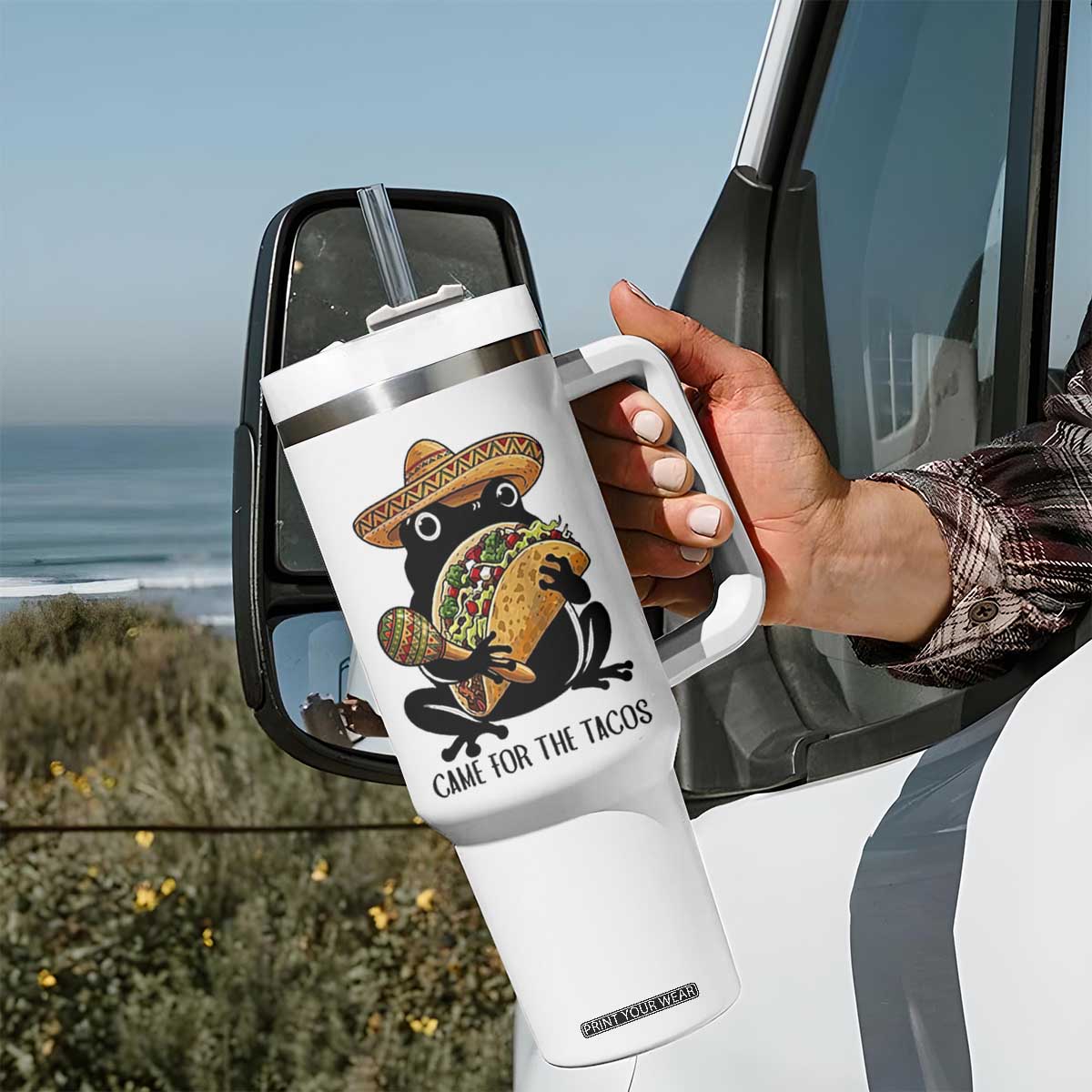 Grumpy Frog Cinco De Mayo Tumbler With Handle Came For The Tacos TS12 Print Your Wear