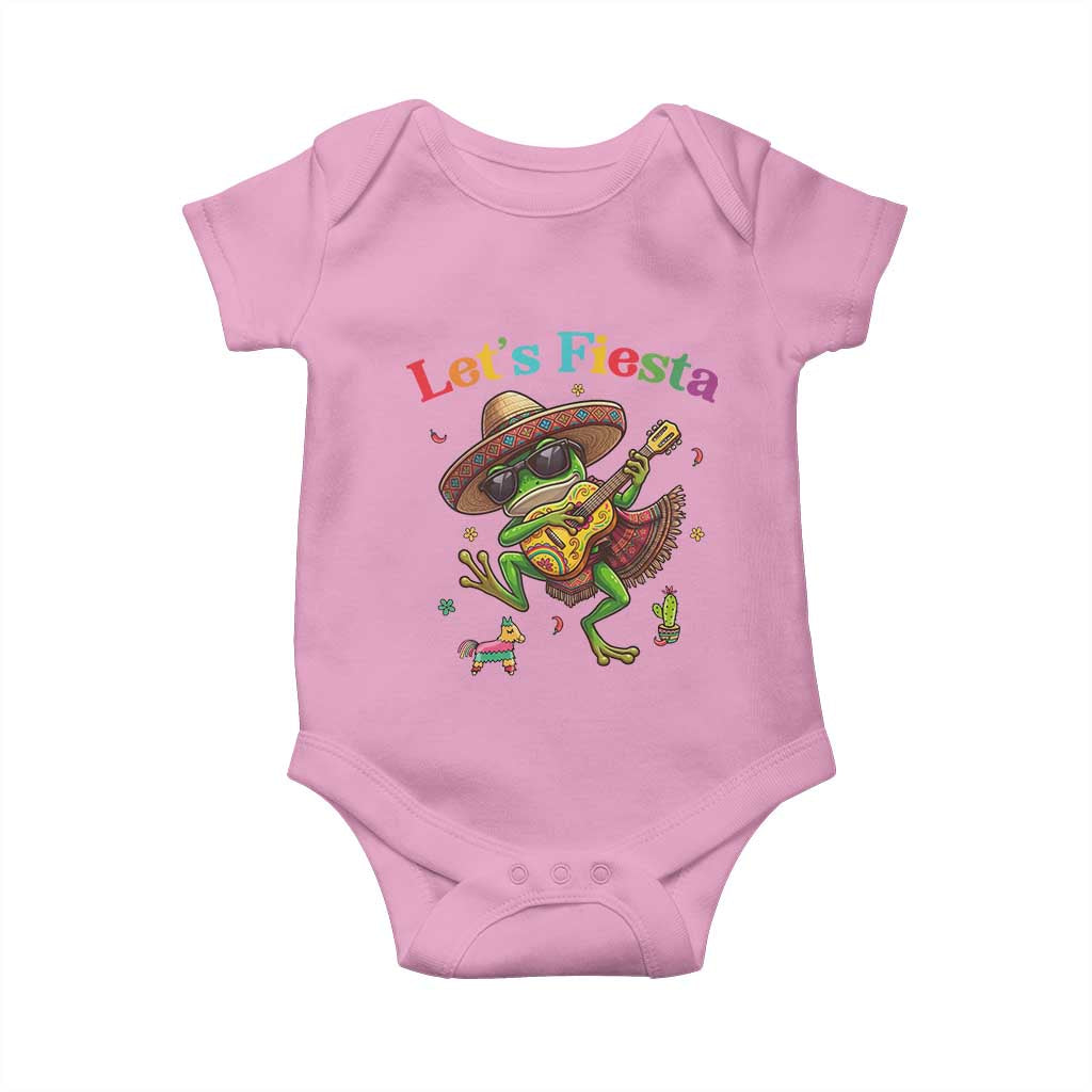 Funny Cinco De Mayo Frog Playing Guitar Baby Onesie Lets Fiesta TS12 Light Pink Print Your Wear