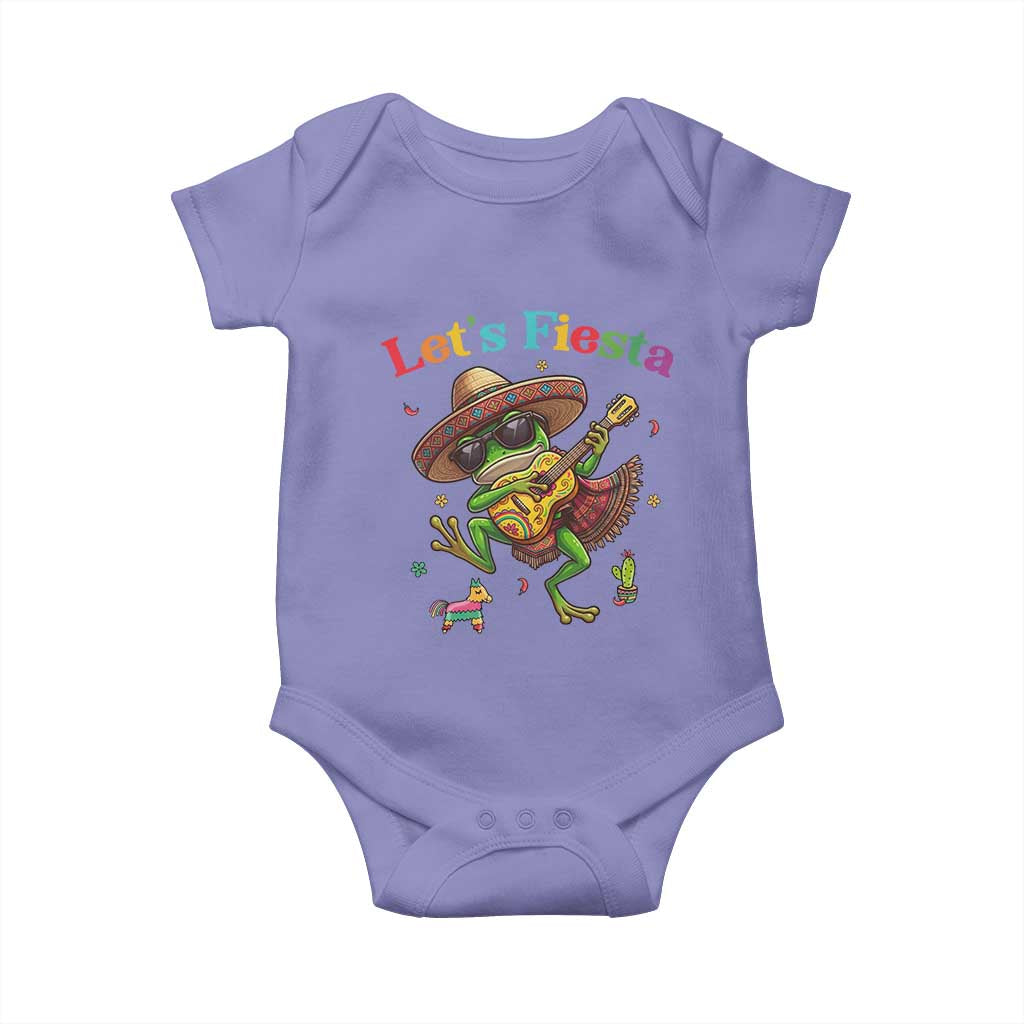 Funny Cinco De Mayo Frog Playing Guitar Baby Onesie Lets Fiesta TS12 Violet Print Your Wear