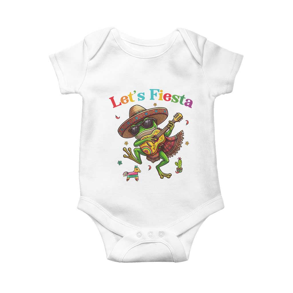 Funny Cinco De Mayo Frog Playing Guitar Baby Onesie Lets Fiesta TS12 White Print Your Wear
