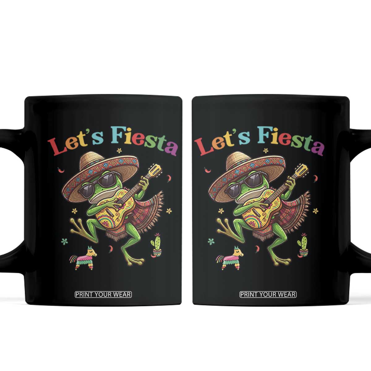 Funny Cinco De Mayo Frog Playing Guitar Coffee Mug Lets Fiesta TS12 Black Print Your Wear