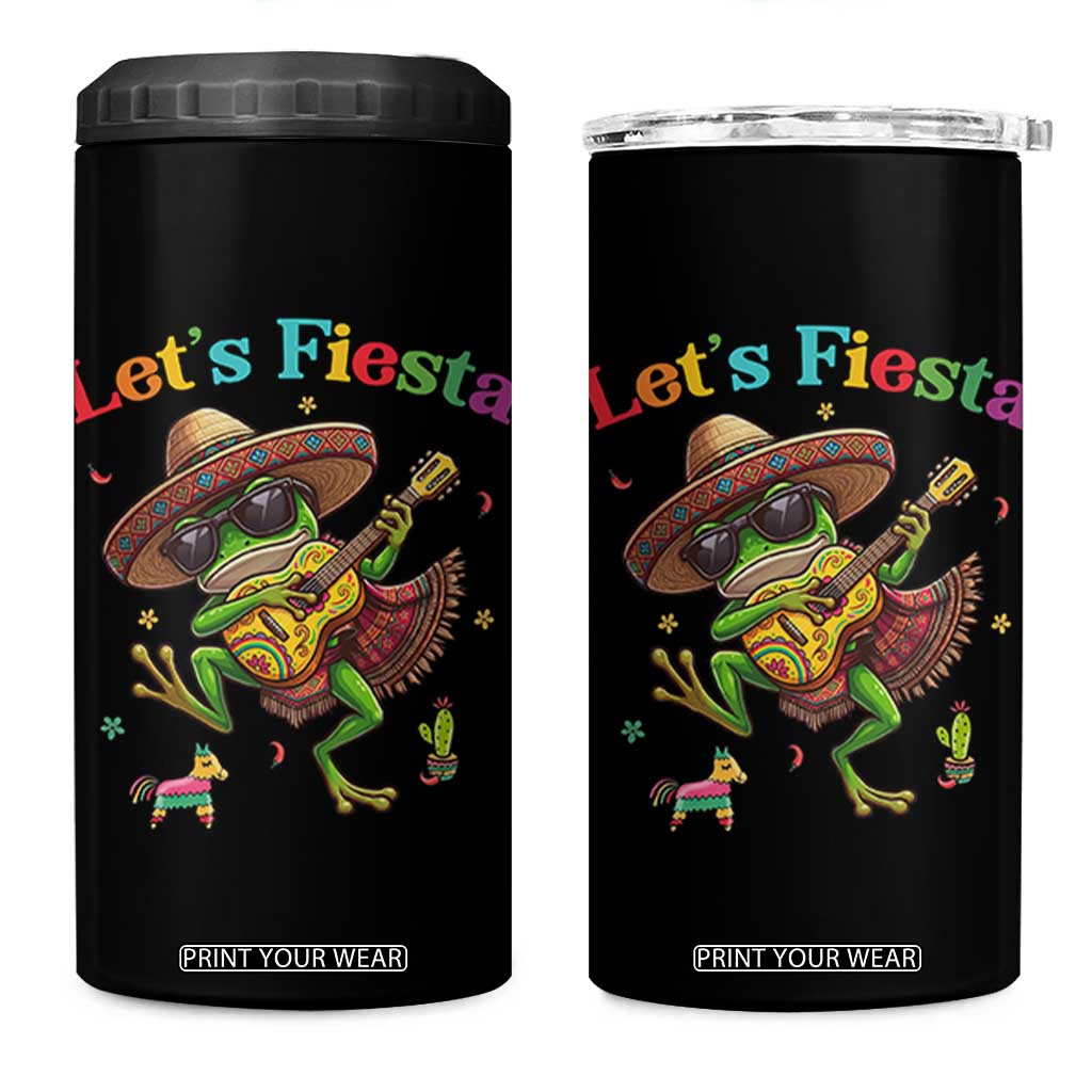 Funny Cinco De Mayo Frog Playing Guitar 4 in 1 Can Cooler Tumbler Lets Fiesta TS12 One Size: 16 oz Black Print Your Wear
