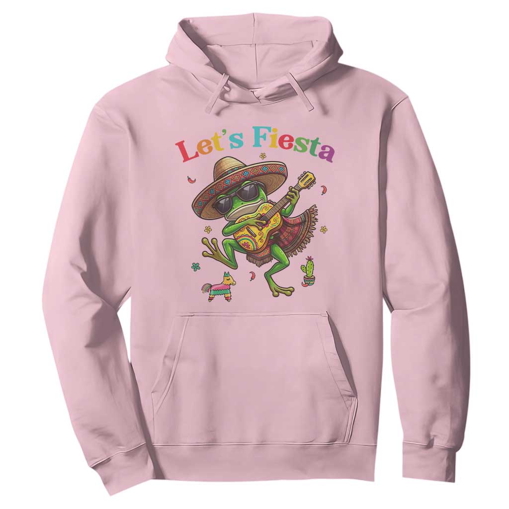 Funny Cinco De Mayo Frog Playing Guitar Hoodie Lets Fiesta TS12 Light Pink Print Your Wear