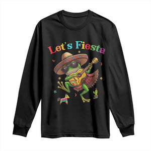 Funny Cinco De Mayo Frog Playing Guitar Long Sleeve Shirt Lets Fiesta TS12 Black Print Your Wear