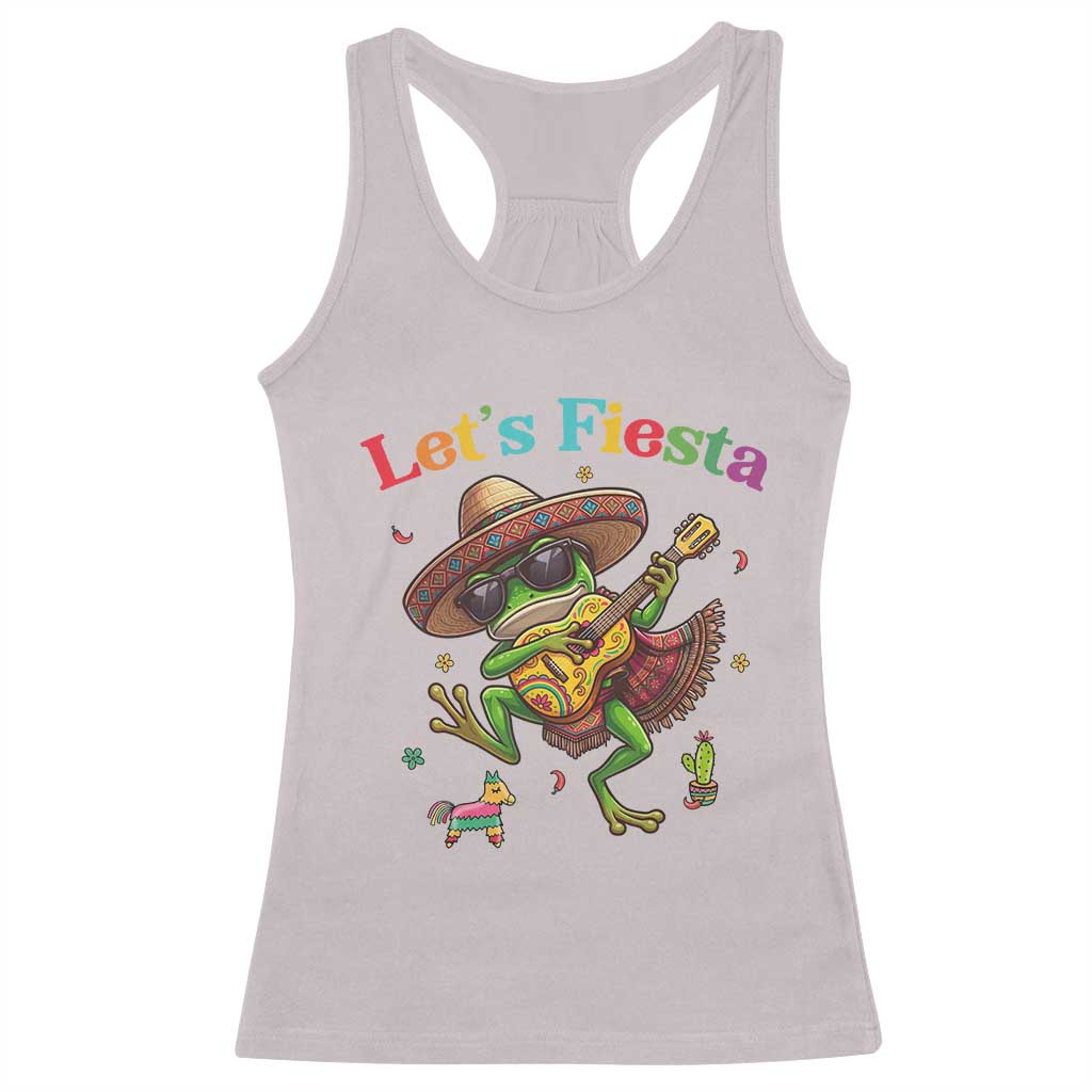 Funny Cinco De Mayo Frog Playing Guitar Racerback Tank Top Lets Fiesta TS12 Ice Gray Print Your Wear