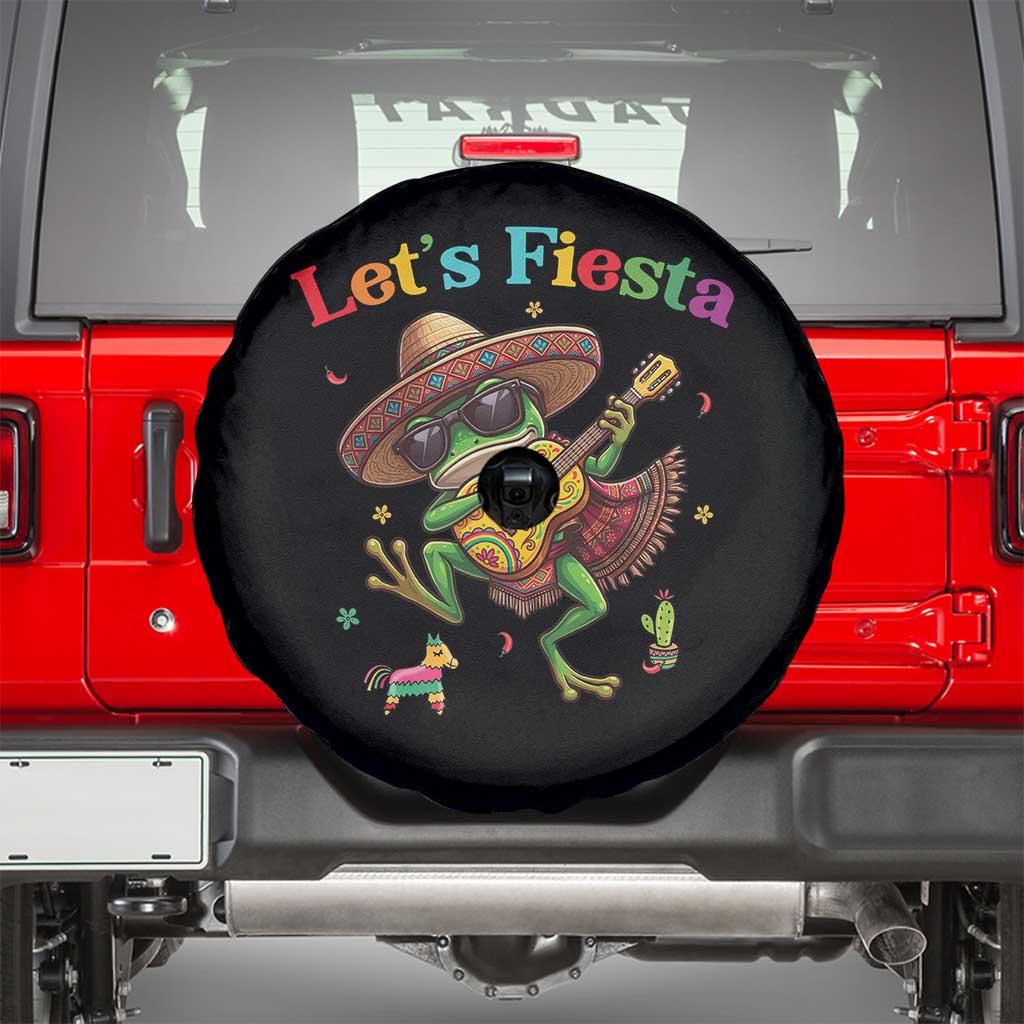 Funny Cinco De Mayo Frog Playing Guitar Spare Tire Cover Lets Fiesta TS12 Black Print Your Wear