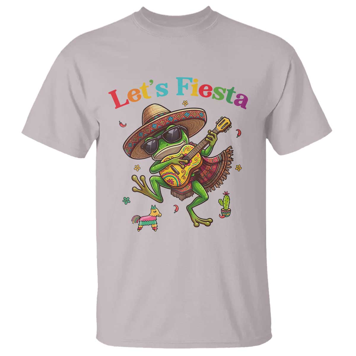 Funny Cinco De Mayo Frog Playing Guitar T Shirt Lets Fiesta TS12 Ice Gray Print Your Wear