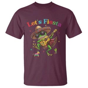 Funny Cinco De Mayo Frog Playing Guitar T Shirt Lets Fiesta TS12 Maroon Print Your Wear