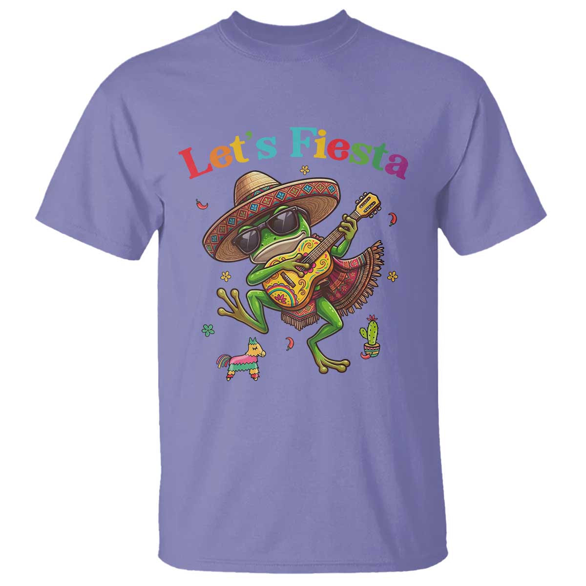Funny Cinco De Mayo Frog Playing Guitar T Shirt Lets Fiesta TS12 Violet Print Your Wear