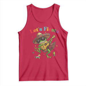 Funny Cinco De Mayo Frog Playing Guitar Tank Top Lets Fiesta TS12 Red Print Your Wear