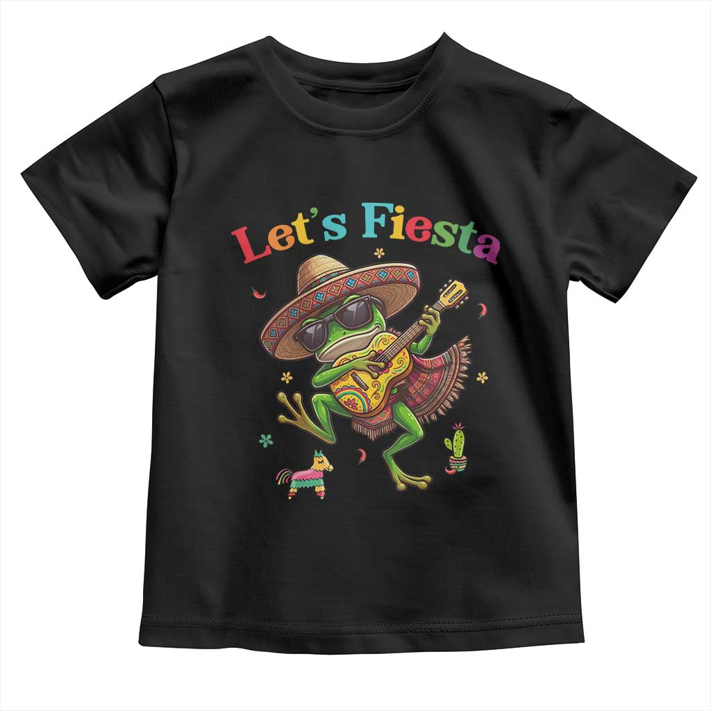 Funny Cinco De Mayo Frog Playing Guitar Toddler T Shirt Lets Fiesta TS12 Black Print Your Wear