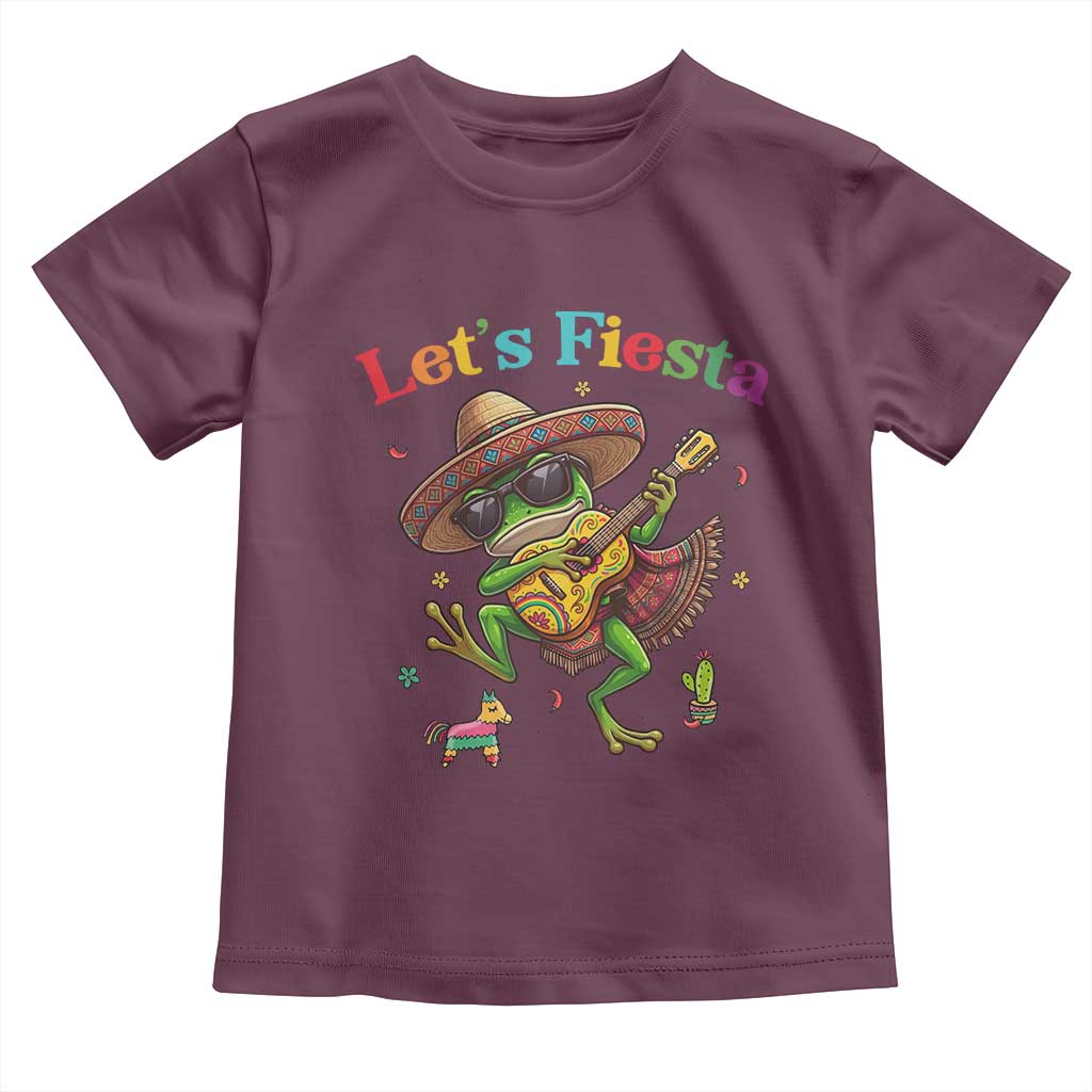 Funny Cinco De Mayo Frog Playing Guitar Toddler T Shirt Lets Fiesta TS12 Maroon Print Your Wear
