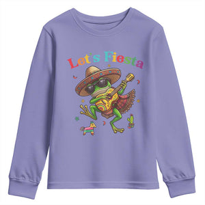 Funny Cinco De Mayo Frog Playing Guitar Youth Sweatshirt Lets Fiesta TS12 Violet Print Your Wear