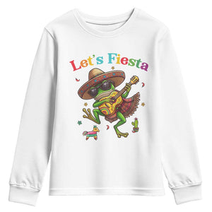 Funny Cinco De Mayo Frog Playing Guitar Youth Sweatshirt Lets Fiesta TS12 White Print Your Wear