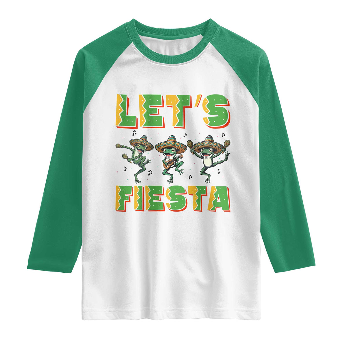 Funny Mariachi Frog Guitar Fiesta Raglan Shirt Cinco De Mayo Gift TS12 White Kelly Green Print Your Wear