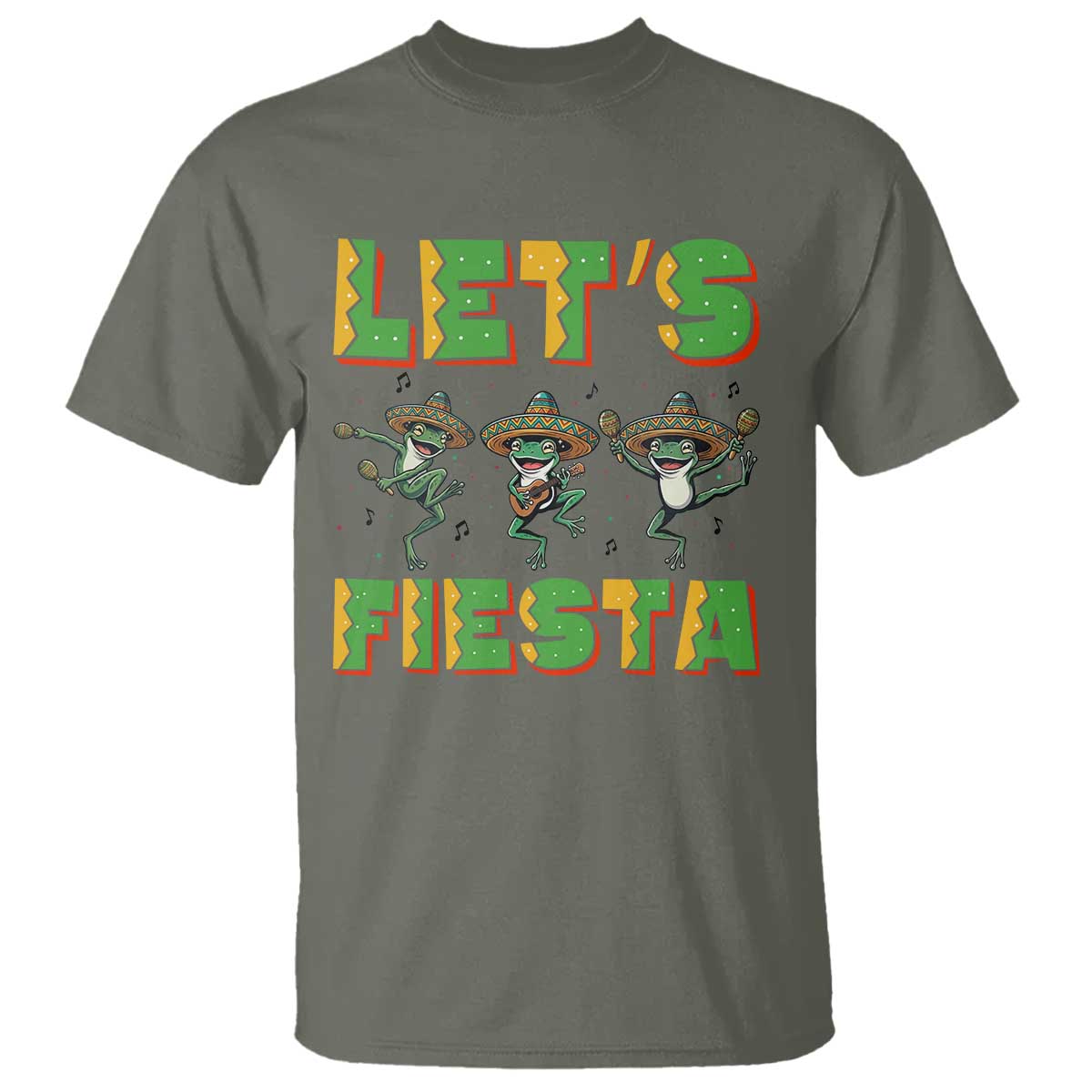 Funny Mariachi Frog Guitar Fiesta T Shirt Cinco De Mayo Gift TS12 Military Green Print Your Wear