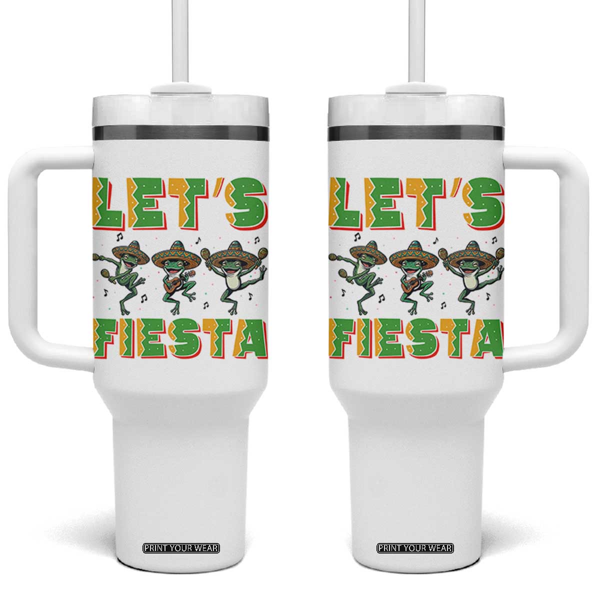Funny Mariachi Frog Guitar Fiesta Tumbler With Handle Cinco De Mayo Gift TS12 One Size: 40 oz White Print Your Wear
