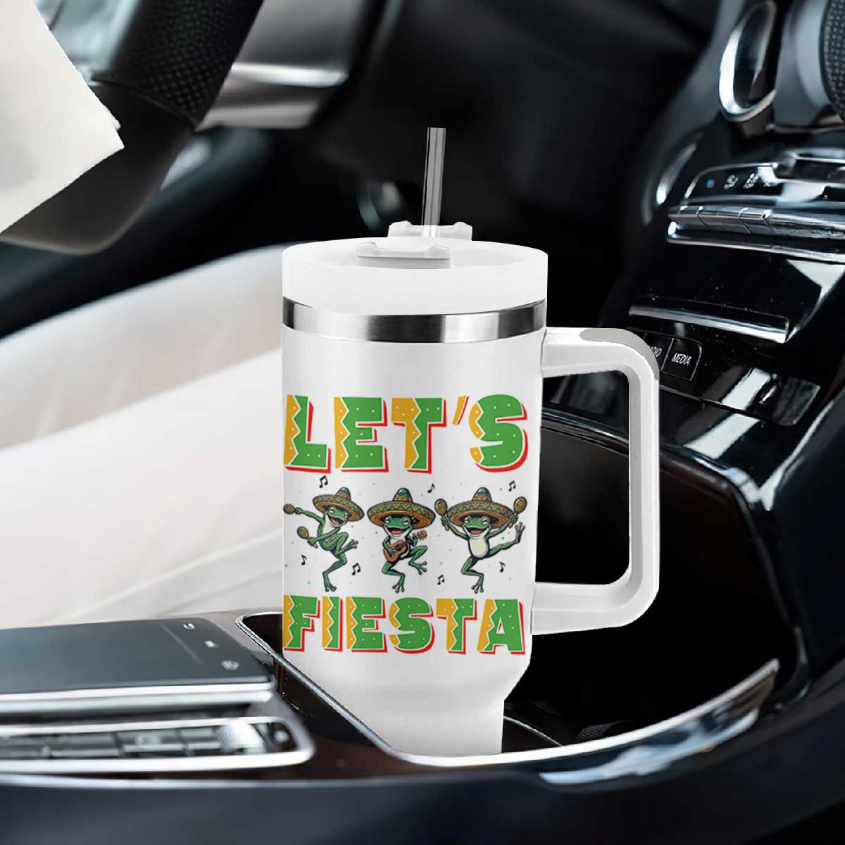 Funny Mariachi Frog Guitar Fiesta Tumbler With Handle Cinco De Mayo Gift TS12 Print Your Wear