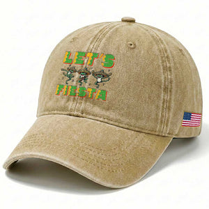 Funny Mariachi Frog Guitar Fiesta Washed Cotton Baseball Cap Cinco De Mayo Gift TS12 Print Your Wear