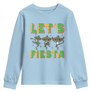 Funny Mariachi Frog Guitar Fiesta Youth Sweatshirt Cinco De Mayo Gift TS12 Light Blue Print Your Wear