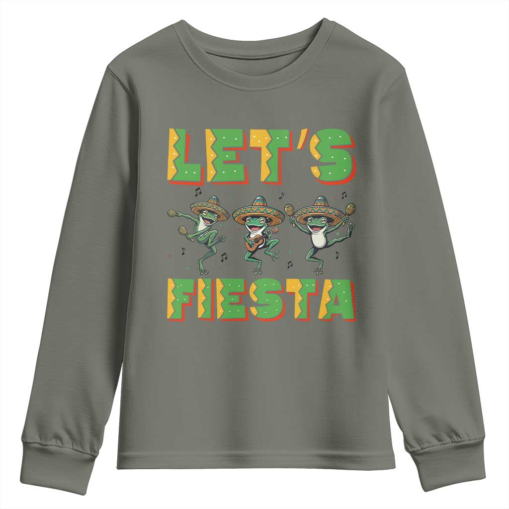 Funny Mariachi Frog Guitar Fiesta Youth Sweatshirt Cinco De Mayo Gift TS12 Military Green Print Your Wear