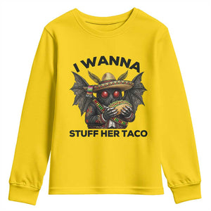 Funny Cinco De Mayo Mothman Youth Sweatshirt I Wanna Stuff Her Taco TS12 Daisy Print Your Wear