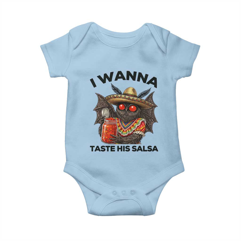 Funny Cinco De Mayo Mothman Baby Onesie I Wanna Taste His Salsa TS12 Light Blue Print Your Wear