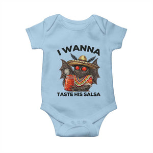 Funny Cinco De Mayo Mothman Baby Onesie I Wanna Taste His Salsa TS12 Light Blue Print Your Wear