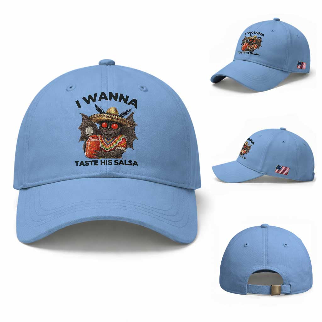 Funny Cinco De Mayo Mothman Baseball Cap I Wanna Taste His Salsa TS12 Baseball Cap Universal Fit Light Blue Print Your Wear