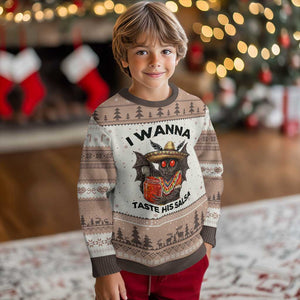 Funny Cinco De Mayo Mothman Ugly Christmas Sweater I Wanna Taste His Salsa TS12 Mocha Mousse Print Your Wear
