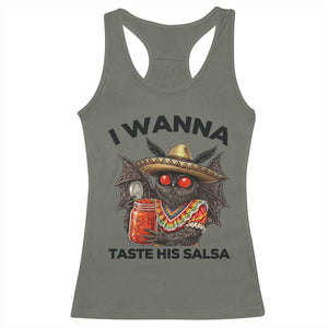 Funny Cinco De Mayo Mothman Racerback Tank Top I Wanna Taste His Salsa TS12 Military Green Print Your Wear