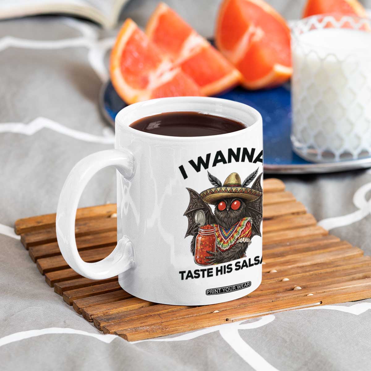 Funny Cinco De Mayo Mothman Coffee Mug I Wanna Taste His Salsa TS12 Print Your Wear
