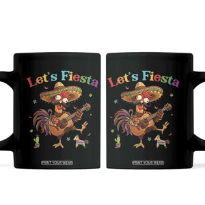 Lets Fiesta Cinco de May Coffee Mug Funny Chicken Playing Guitar TS12 Black Print Your Wear